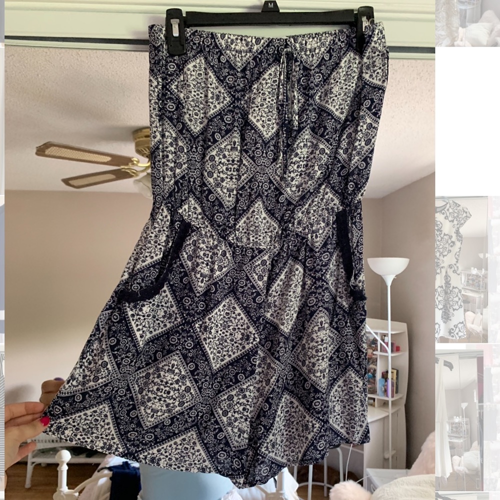 navy blue patterned romper
